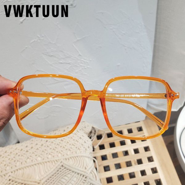 

vwktuun vintage square eyeglasses frame women men vintage optical glasses frames rivet anti blue light glasses big frames, Black
