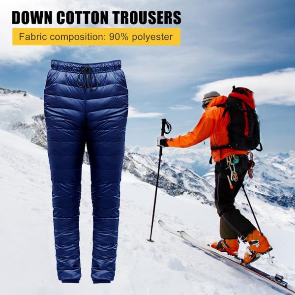 

skiing pants men down waterproof plus size thickened climbing trousers outdoor sports windproof warm camping