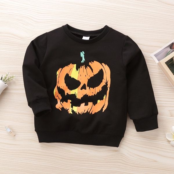 

hipac hoodies for boy girl clothes kids halloween pumpkin print long sleeve sweatshirt hooded pullover blouse sweater outfit, Black