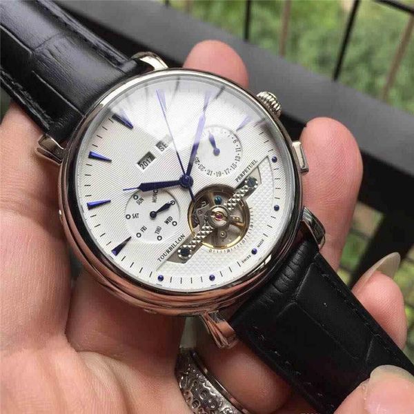 

aaa2020 new luxury multi-functional leisure men's wristband leather strap, fully automatic imported mechanical core.support wholesale, Slivery;brown