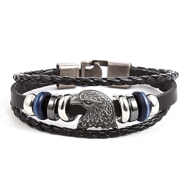 

cibocibo fashion weave bracelet men classic brand design stainless steel men bracelet retro cowhide braided regalo, Black
