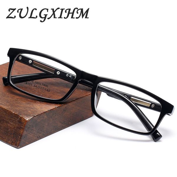 

new eye glasses frame square titanium tr90 optical myopia prescription eyeglasses for men women fashion flat glasses, Black