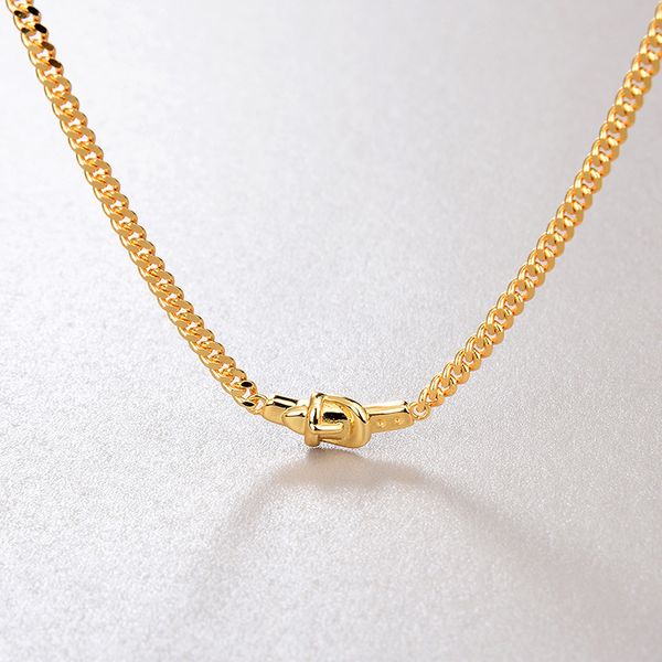 

high-end european and american non-mainstream design retro waistband necklace female clavicle chain ornament, Silver