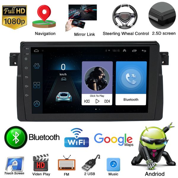 

android 9.0 bluetooth mp4 video автомобиль gps навигации плеер gps для bmw e46 series 3 1999-2005