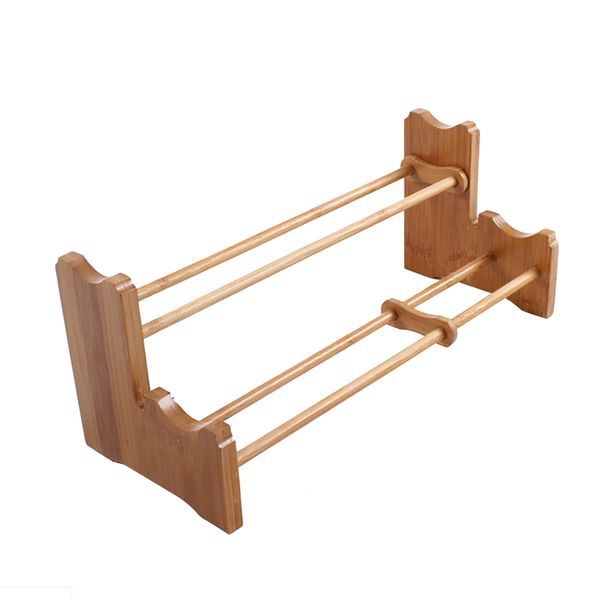 

2 layers teaware shelf bamboo stand cup holder mothproof home draining rack