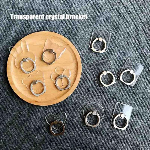 

cgjxscreative transparent crystal bracket ring buckle back lazy bracket mobile phone ring bracket
