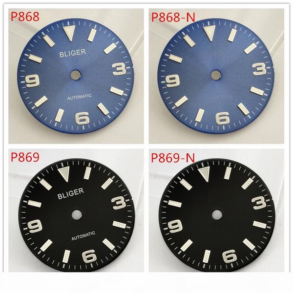

29mm bliger sterile black blue color watch dial fit eta 2824 2836,mingzhu dg 2813 3804,miyota 8205 8215 821a 82 series movement p868 p869