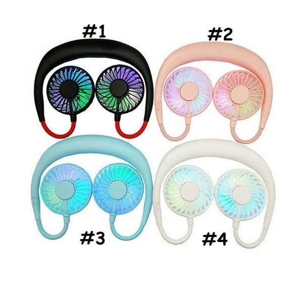

foldable neckband mini neck fan usb cooling led neck fan for camping sport tourism gift kids summer cooler novelty items