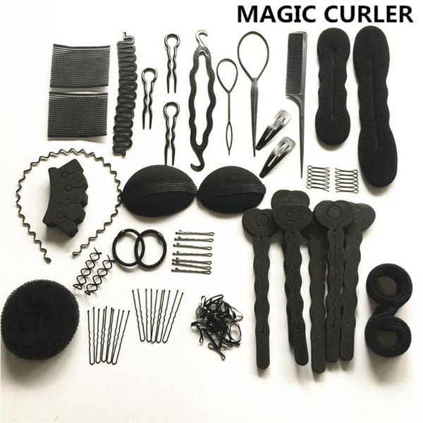 

hair bun maker bellylady 20pcs styling tools magic clip hairpins roller kit braid twist set sponge accessories, Brown