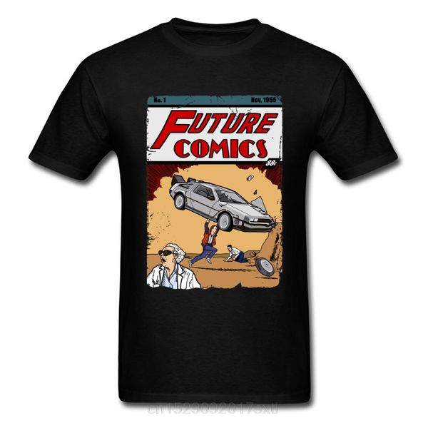 

future comic book t-shirt men back to the future 2 t shirts marty dmc delorean tees 100% cotton black tshirt funny clothing
