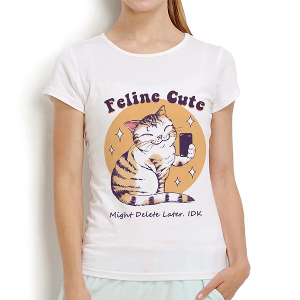 

милые селх кошки смешной анима футболка рубашка женщины новая белая случайная роковая девушка кавай тенниска тенниска стрит