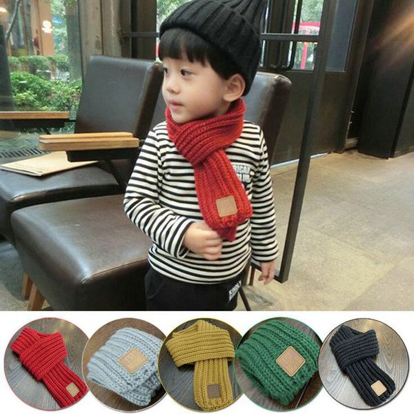 

fashion children kids winter scarf cute knitted collar neck warmer baby solid scarf girls neckerchief neck bib scarves for boys, Blue;gray
