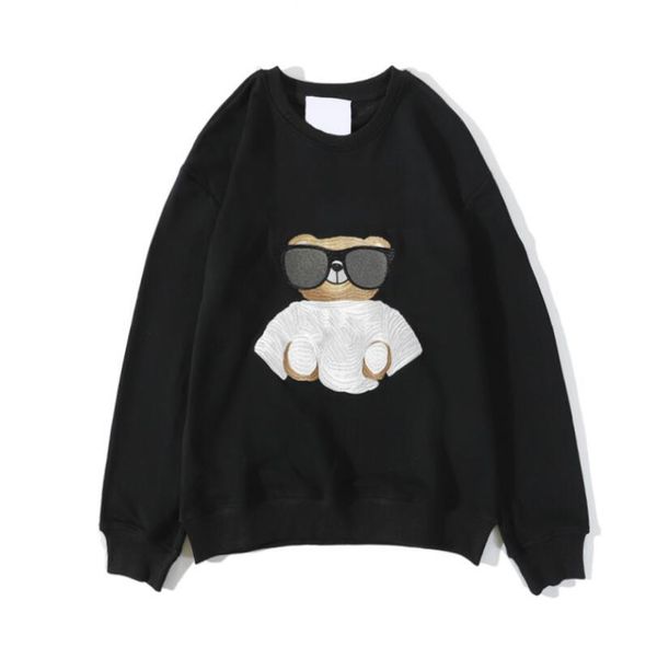 

white black mens bear hoodie fashion sweatshirts with letters embroidery casual trendy hiphop pullovers 20fw mens clothes size -2xl option
