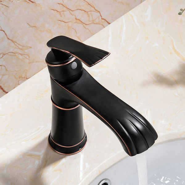 

black waterfall bathroom faucet single-handle one hole sink faucet deck monuted oil rubbed bronze vanity faucets