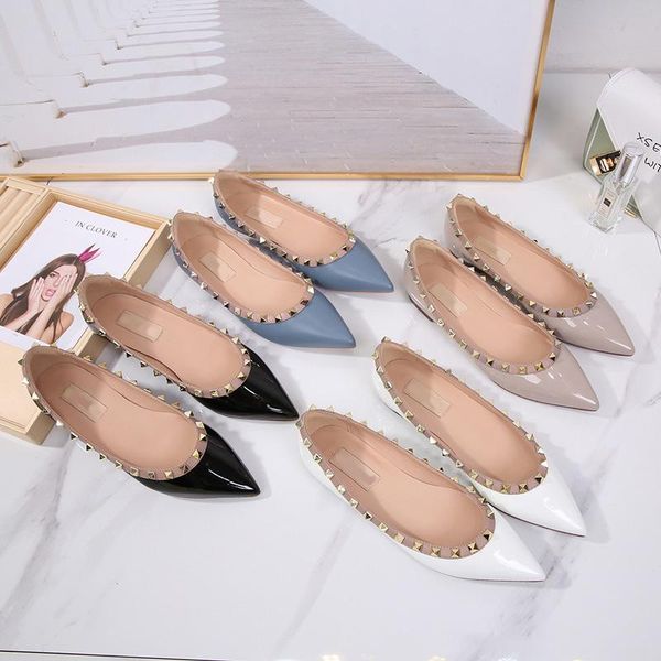 

various colors microfiber comfortable elastic superstar loafers rivet pointed women's flat shoes new patternwalking shoes, Black