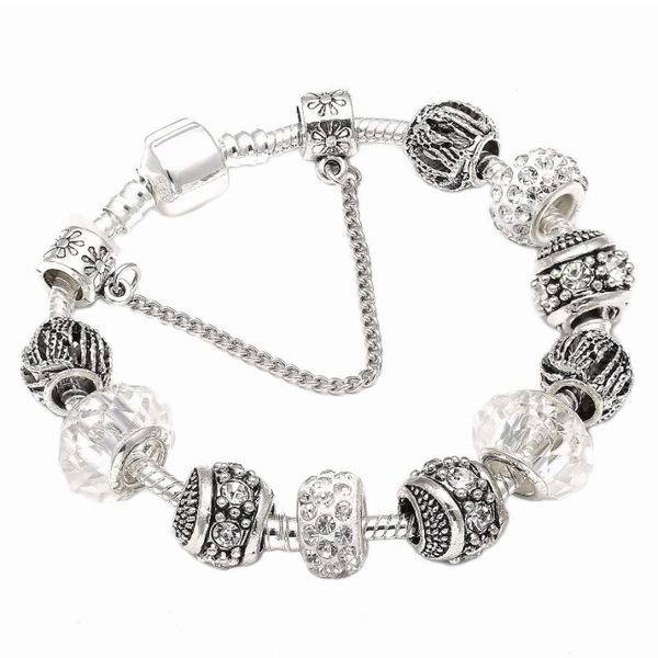 

classic style fashion crystal women bracelet original beads charm bracelet & bangle vintage handmade diy jewelry dropshipping, Golden;silver