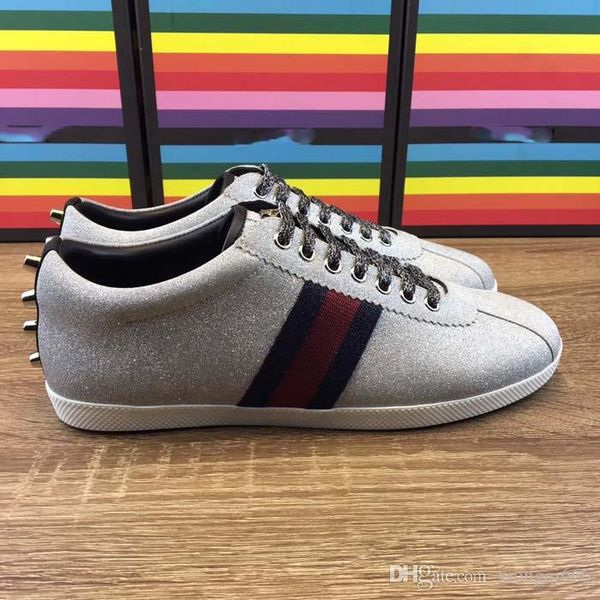 

high-quality fashion designer shoes, low-sneakers, glitter fabric glitter web sneakers, men and women couplesaa, Red;white