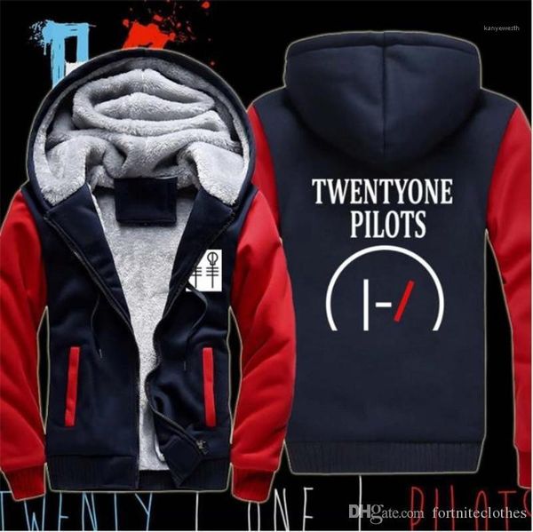 

twenty one pilots printed wool liner winter clothes racker mens casual zipper hoodies mens designer hoodies, Black