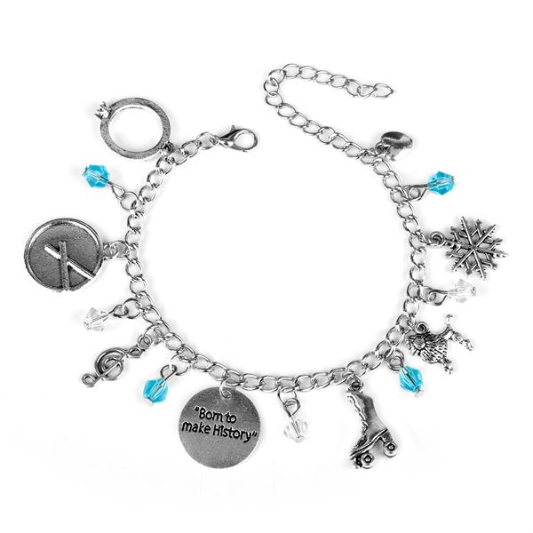 

women's fashion cartoon yuri on snowflake inspired charm beads bracelet chian links wristlets anklets cosplay jewelry 20, Black