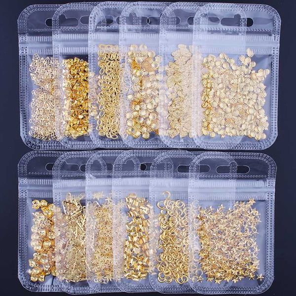 

mkhg 200x gold rivet nail studs star/moon/ shell square /triangle 94 types 3d metal nail art tip metallic studs stickers decor, Silver;gold