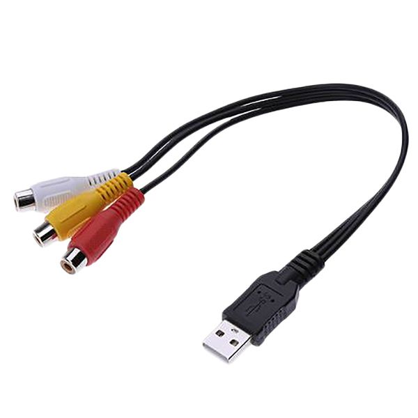 Hot 3C-1PC Plug Masculino 3 Adaptador Feminino Conversor de Áudio Vídeo Av A / V USB para Cabo RCA para HDTV TV Television Fio