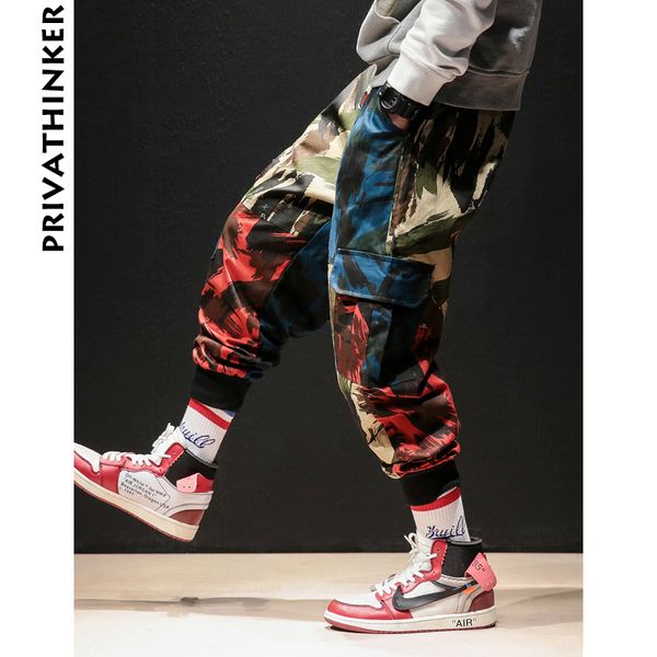 

men's pants ins camouflage men cargo 2021 hip hop streetwear man joggers japanese male casual sweatpants plus size, Black