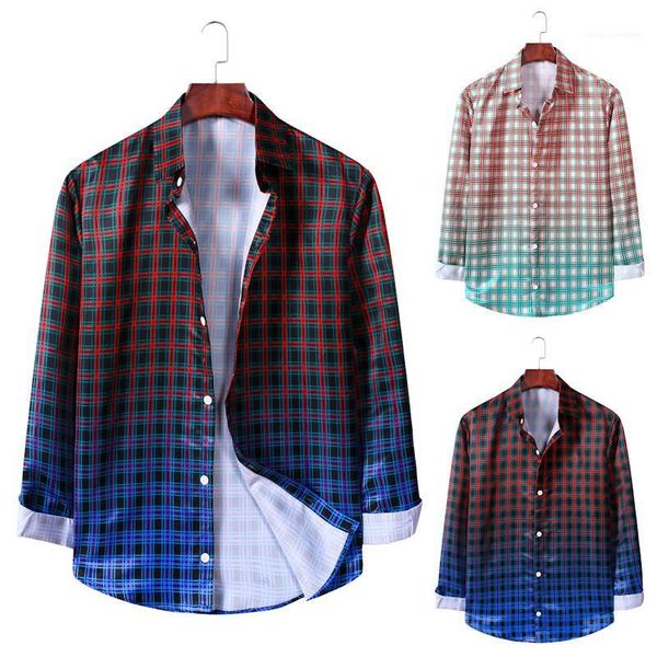 

длинные рукава нагрудные шея тонкая рубашка англия стиль мужская рубашка gradient плед мужские дизайнерские футболки casual, White;black