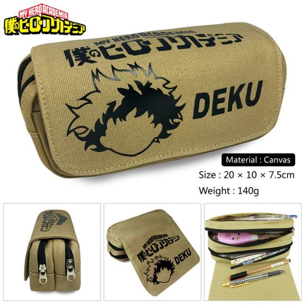

anime my hero academia midoriya izuku zipper travel cosmetic bag boys girls canvas pencil case student penbag women makeupbag
