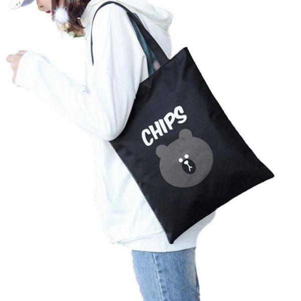 

women handbag large opening casual canvas shoulder bag fashion zipper schoolbag for girls handbags