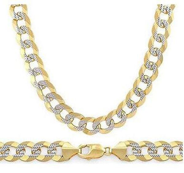 

6.9mm cuban curb sterling silver 14k yellow gold men link italian chain necklace