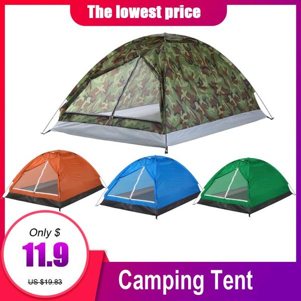

tomshoo 1/2 person camping tent beach tent single layer portable camouflage polyester pu1000mm camping hiking outdoor