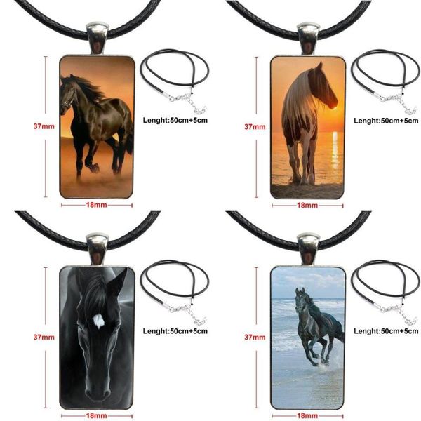 

the black horse animal fashion necklace fashion long chain with rectangle necklace jewelry for women party, Silver
