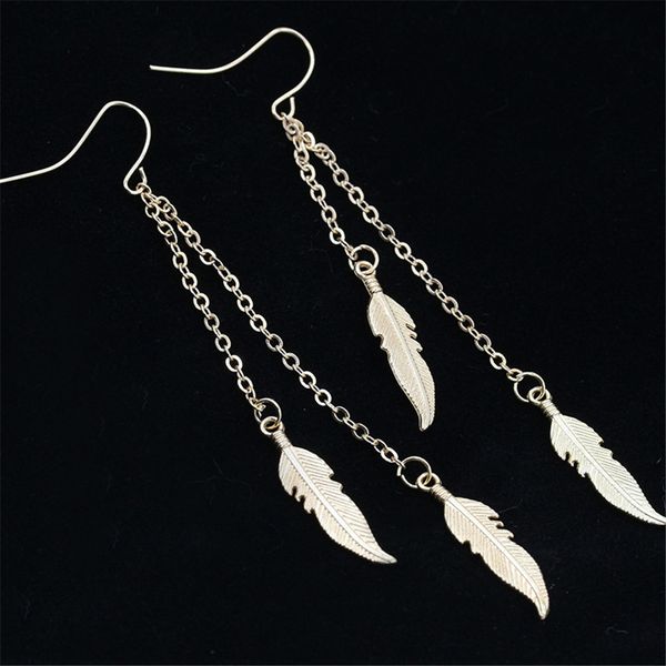 

new arrival long tassel feather drop earrings fashion jewelry boucle d'oreille women dangle brincos bohemian gifts, Silver