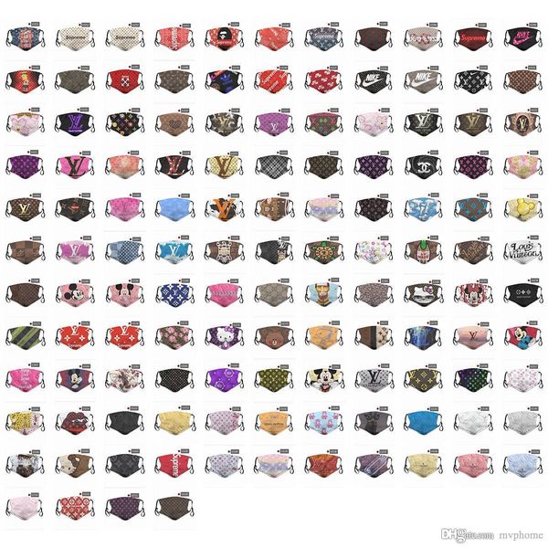 

2020 new 5 layer dust fashion designer face mask multi-function personalized breathable masks sport brand pattern personalized dust mask