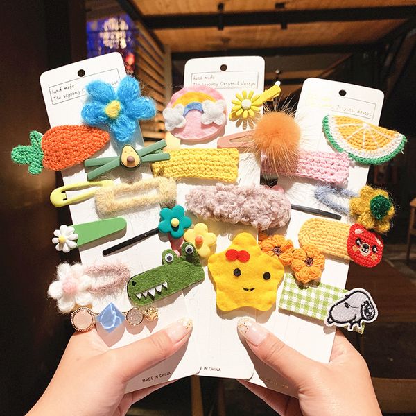 

1 set winter new cartoon hairpins gift children girls kids hair clips pin barrettes accessories hair ornament hairclip headdress, Slivery;white