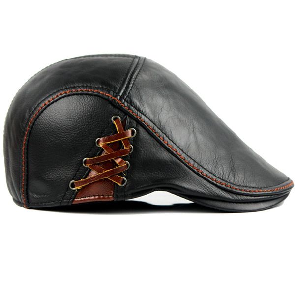 

berets men's leather baseball cap beret sboy belt hat hunting gatsby for thicker warm cowhide duck tongue caps hats golf, Blue;gray