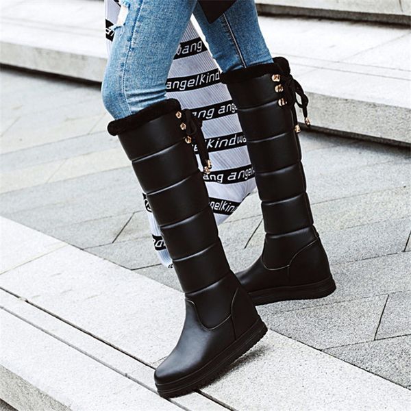 

34-42 knee high boots women big size winter boots women 2020 winter shoes, Black