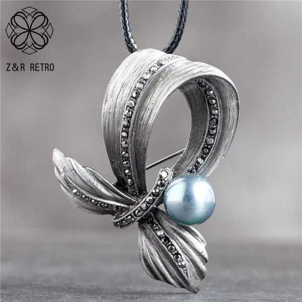 

jewelry red beads leaf bow pendants long necklace for women vintage plant suspension rope chains choker wholesale jewellery 2020, Silver