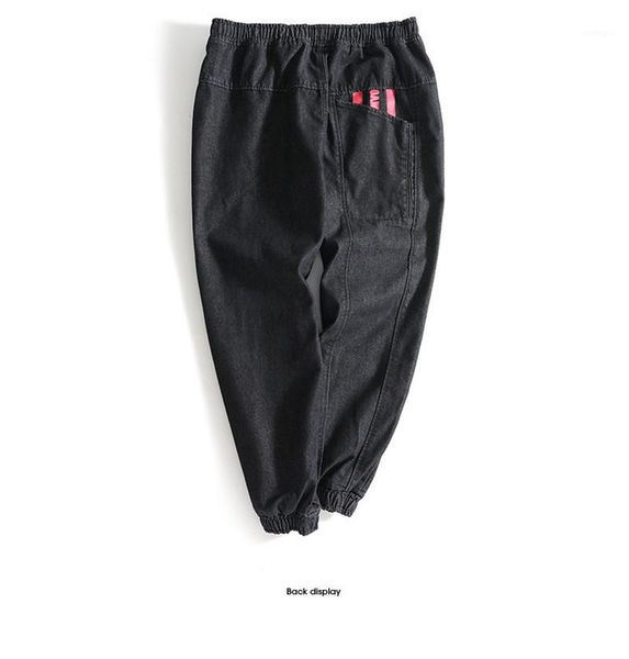 

designer jeans solid color casual striped loose plus size pencil pants fashion mens jeans street style mens, Blue