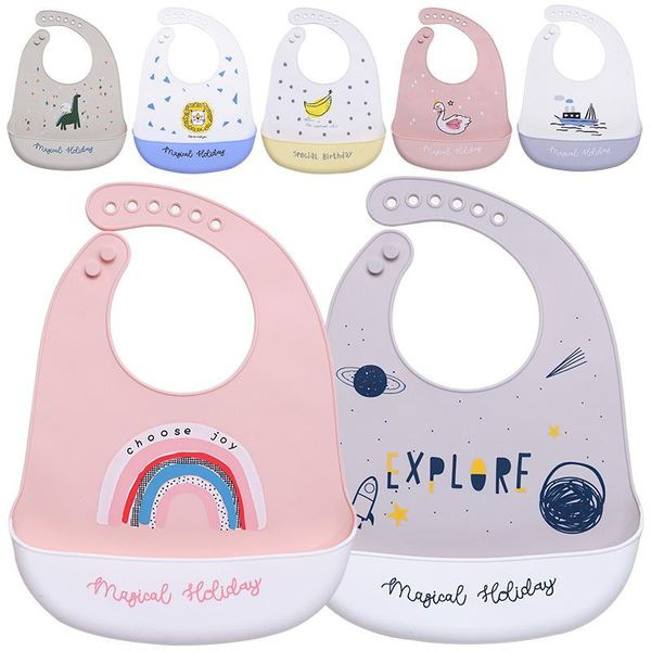 

bib waterproof aprons dropping food 1pcs feeding grade lunch drool silicone adjustable oil proof baby gezce