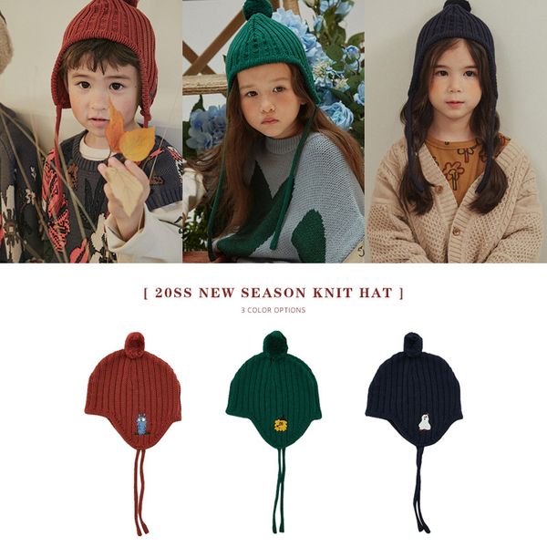 

autumn and winter ld series ins european and american style warm wool boys girls scarf ear protection sunbonnet knitted hat, Slivery;white