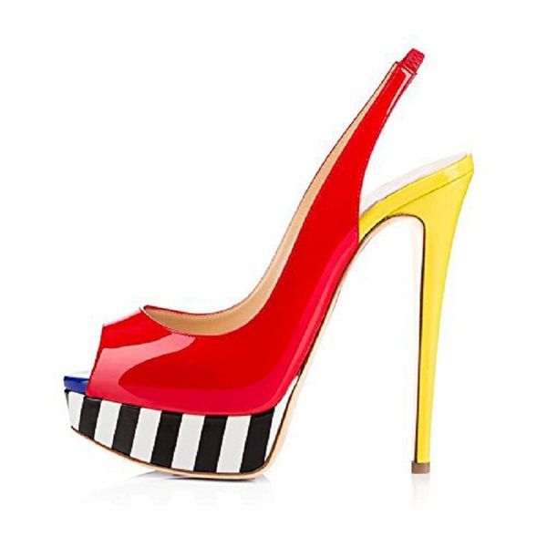 

2020 summer new stiletto heels waterproof platform fashion fish mouth sandals, Black