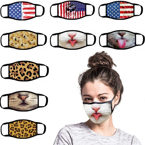 

men women funny face mask reusable cartoon print dustproof mask washable running riding bike protective mask
