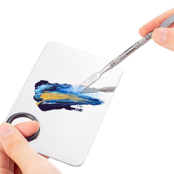 

beauty stainless steel makeup nail foundation mixing paleta de mezcla spatula cosmetic tool nail art equipment foundation mixing palette, Silver