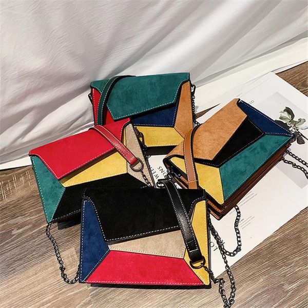 

fashion crossbody bags for women retro matte patchwork messenger bag chain strap shoulder bag lady small flap criss-cross 20
