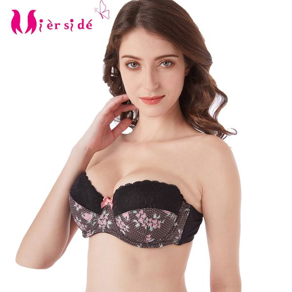 

mierside zbw019 strapless bralette underwear for women lingerie push up bra 30-40 c/d/dd/ddd/e/f/g, Red;black