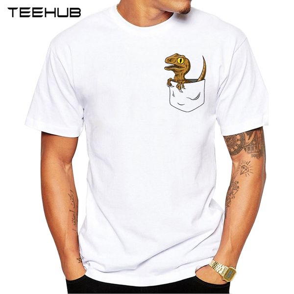 

2019 teehub men's fashion pocket raptor printed t-shirt short sleeve novelty design cool tee