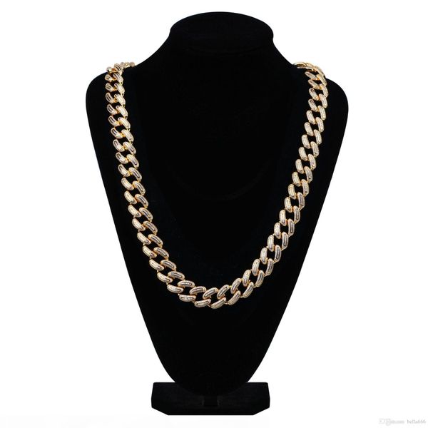 

18mm width men's large cuban chain hip hop iced out full cubic zirconia necklace brass 18k gold plated jewelry, Silver
