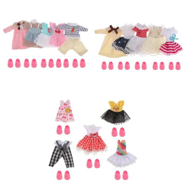 

15 sets 16cm/6inch girl doll clothes suit diy dress up accessory