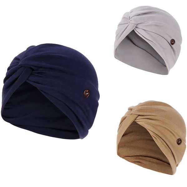 

muslim turban caps for women fashion button linen anti-button hood inner cap wrap head scarf arab wrap, Blue;gray
